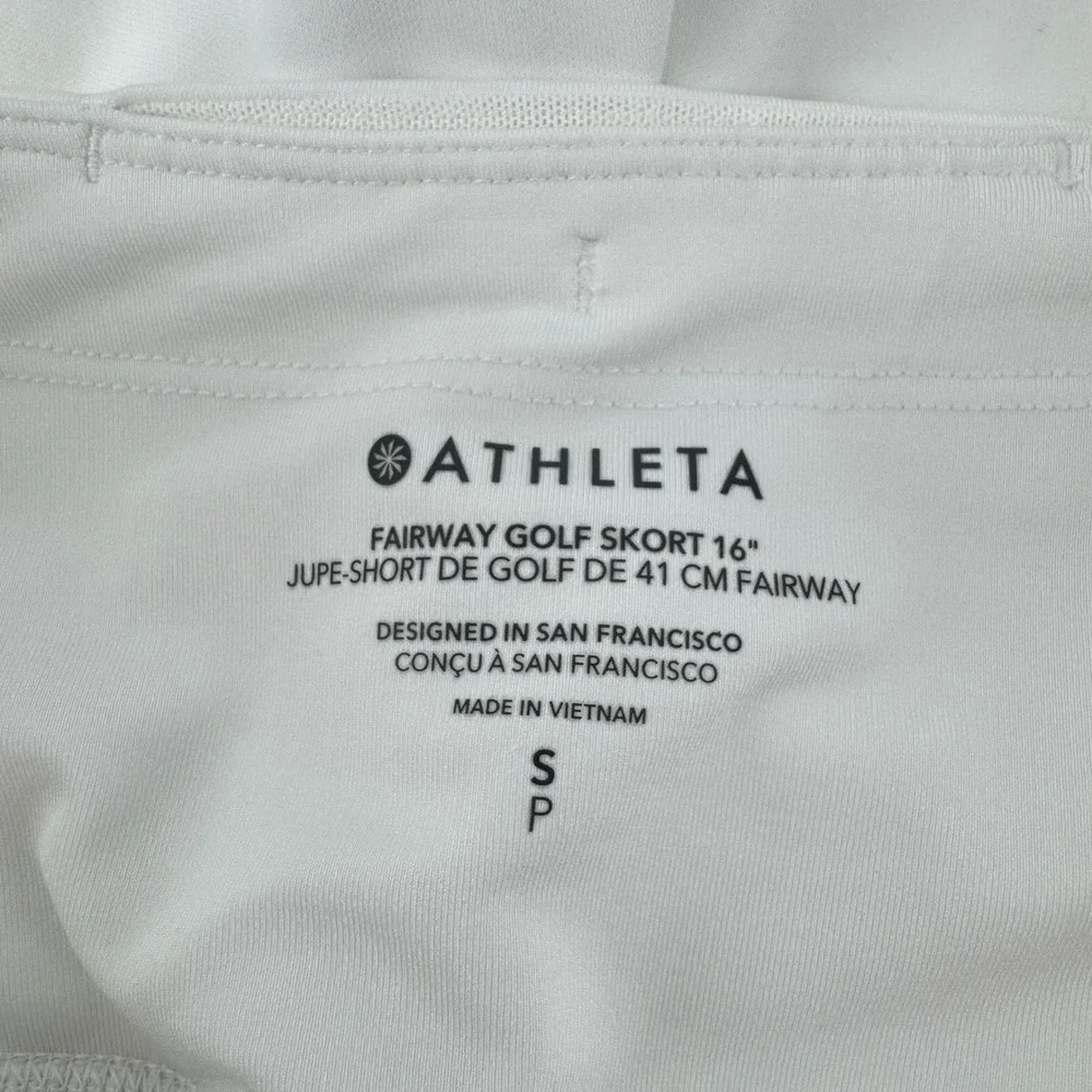 Athleta Fairway Golf Skort 16 White Small Active Tennis Skirt Zipper Pockets